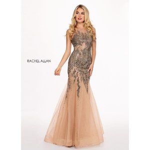 Rachel Allan Women's Size 12 Gunmetal Prom Dress